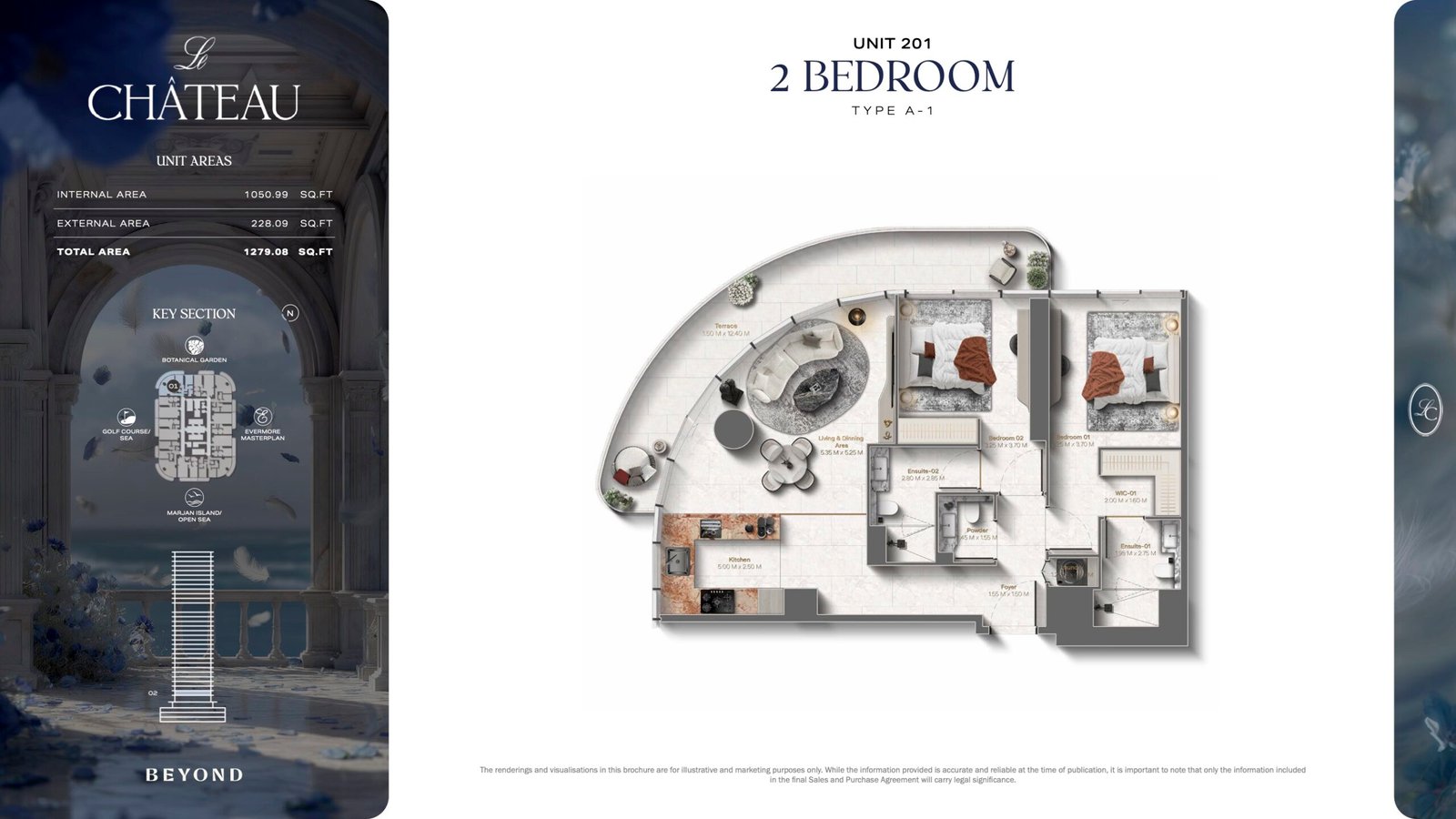 Le Chateau by BEYOND 2 bedroom apartment floor plan in Ras Al Khaimah