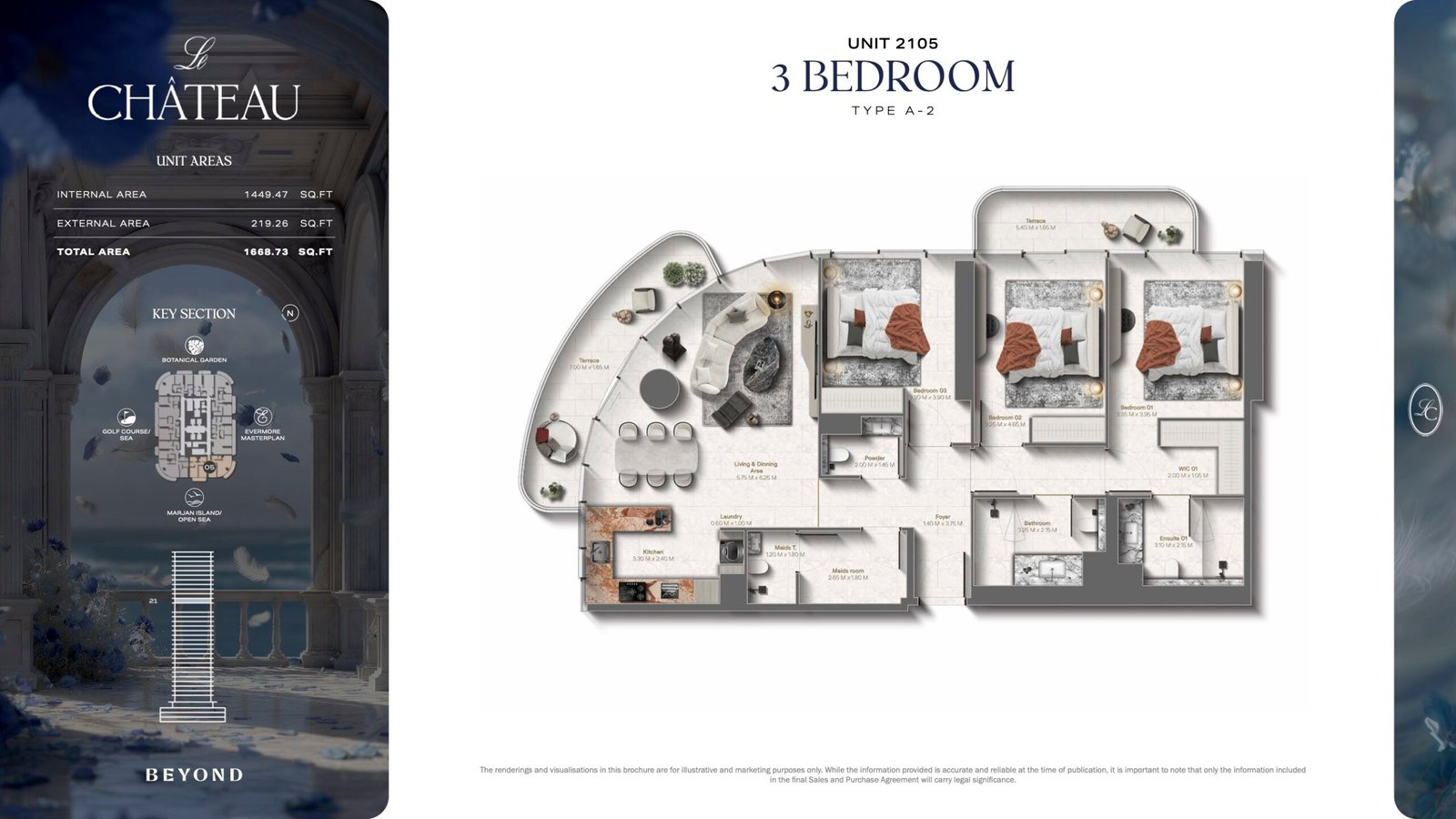 Le Chateau by BEYOND 3 bedroom apartment floor plan in Ras Al Khaimah
