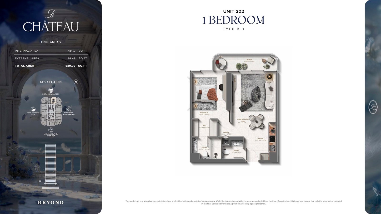 Le Chateau by BEYOND 1 bedroom apartment floor plan in Ras Al Khaimah