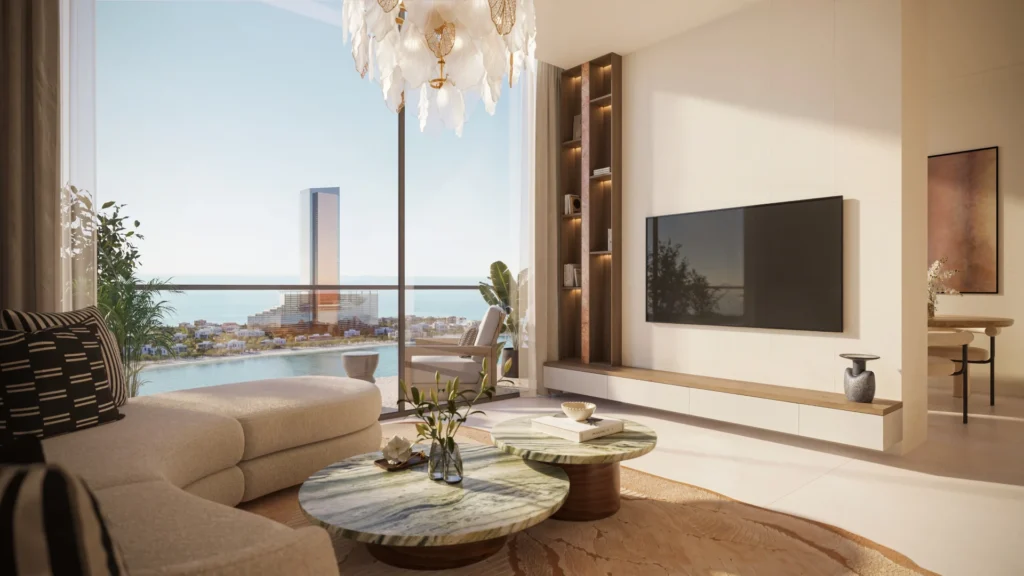 Luxury 3 bedroom interior at Le Chateau by BEYOND with balcony and sea view in Ras Al Khaimah